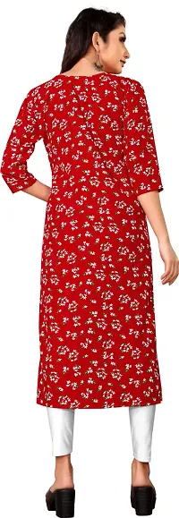 Stylish Red Crepe Printed Stitched Kurta For Women-thumb1