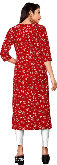 Stylish Red Crepe Printed Stitched Kurta For Women-thumb2