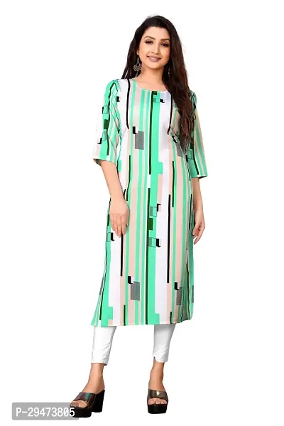 Stylish Green Crepe Printed Stitched Kurta For Women-thumb0