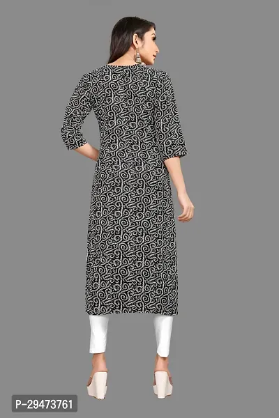 Stylish Black Crepe Printed Stitched Kurta For Women-thumb2