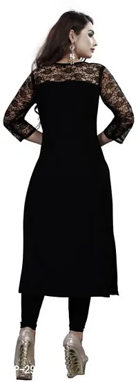 Stylish Black Crepe Self Design Stitched Kurta For Women-thumb2