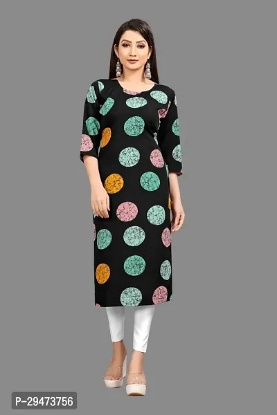 Stylish Multicoloured Crepe Printed Stitched Kurta For Women-thumb0