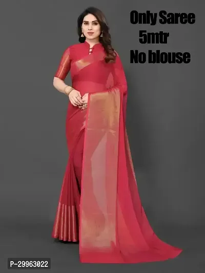 Stylish Pink Chiffon Solid Saree For Women