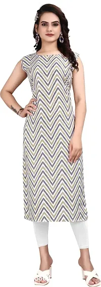 Stylish Grey Crepe Printed Stitched Kurta For Women