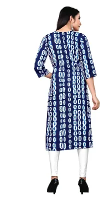 Stylish Blue Crepe Block Print Stitched Kurta For Women-thumb1