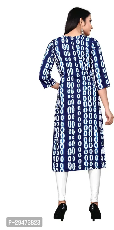 Stylish Blue Crepe Block Print Stitched Kurta For Women-thumb2