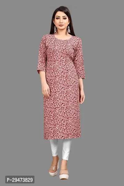 Stylish Maroon Crepe Printed Stitched Kurta For Women-thumb0