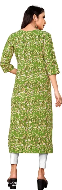 Stylish Green Crepe Printed Stitched Kurta For Women-thumb2