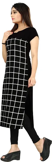 Stylish Black Crepe Checkered Stitched Kurta For Women-thumb2