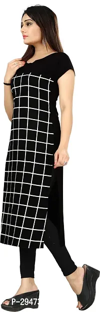 Stylish Black Crepe Checkered Stitched Kurta For Women-thumb3