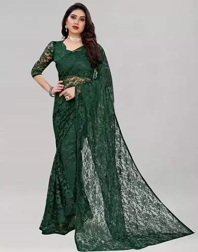 Elegant Net Bollywood Saree With Blouse Piece