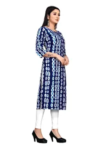 Stylish Blue Crepe Block Print Stitched Kurta For Women-thumb2