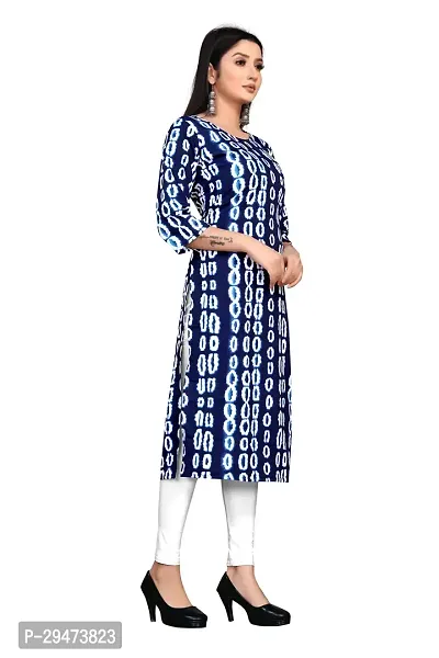 Stylish Blue Crepe Block Print Stitched Kurta For Women-thumb3