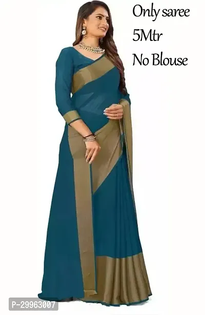 Stylish Blue Chiffon Solid Saree For Women