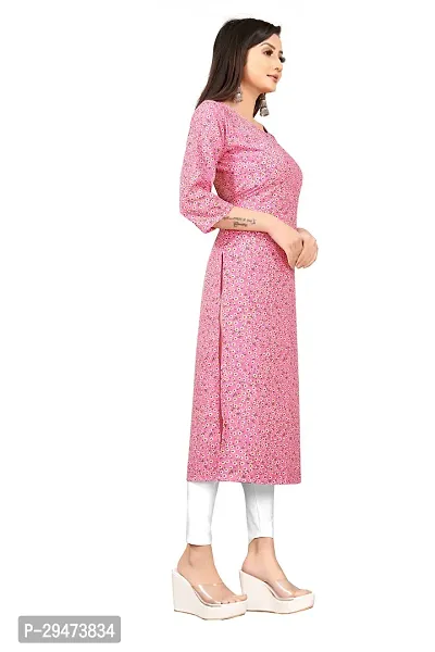 Stylish Pink Crepe Printed Stitched Kurta For Women-thumb3