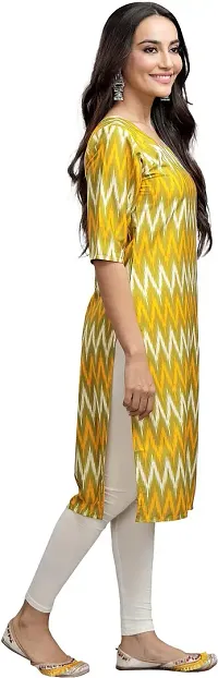 Stylish Yellow Crepe Printed Stitched Kurta For Women-thumb2