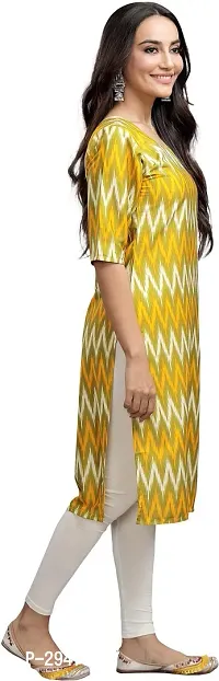 Stylish Yellow Crepe Printed Stitched Kurta For Women-thumb3