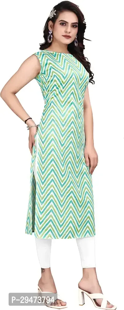 Stylish Green Crepe Printed Stitched Kurta For Women-thumb3