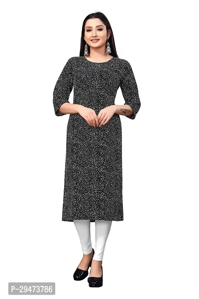 Stylish Black Crepe Printed Stitched Kurta For Women-thumb0