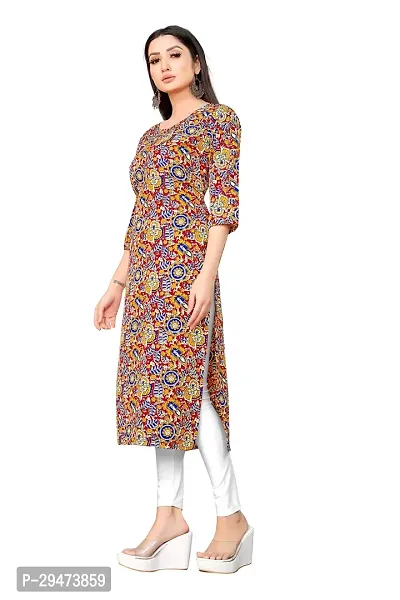 Stylish Brown Crepe Printed Stitched Kurta For Women-thumb3