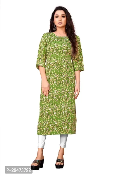 Stylish Green Crepe Printed Stitched Kurta For Women-thumb0