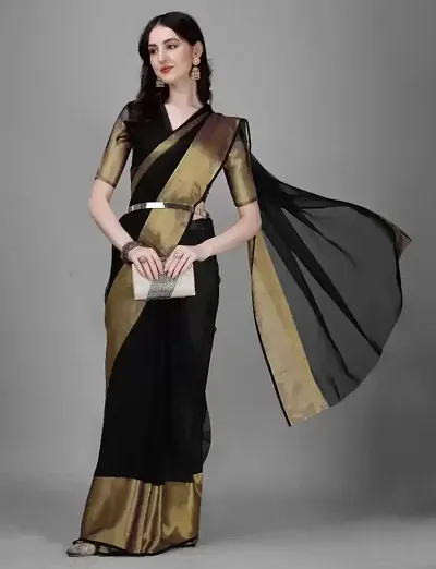 Zari Chiffon Saree with Blouse piece