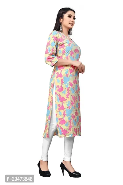 Stylish Multicoloured Crepe Printed Stitched Kurta For Women-thumb3