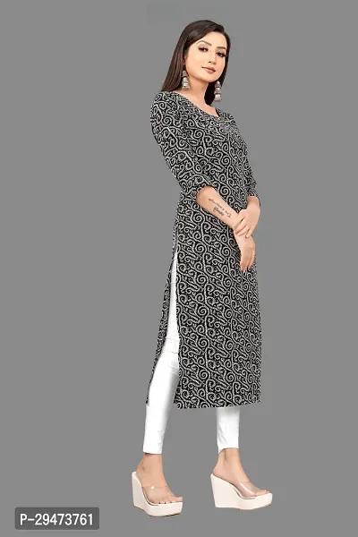 Stylish Black Crepe Printed Stitched Kurta For Women-thumb3