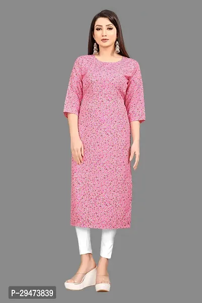 Stylish Pink Crepe Printed Stitched Kurta For Women-thumb0