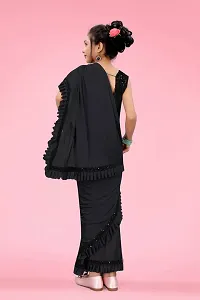 Stylish Black Poly Silk Solid Sarees With Blouse Piece For Girls-thumb1