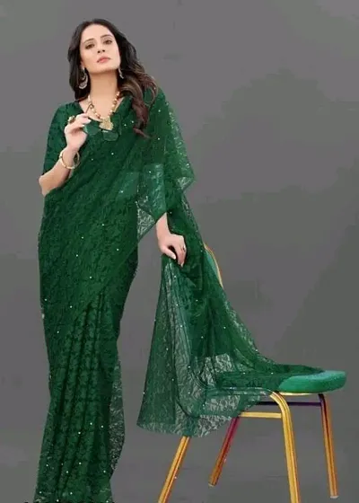 Attractive Net Saree with Blouse piece 