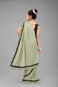 Stylish Olive Poly Silk Solid Sarees With Blouse Piece For Girls-thumb1