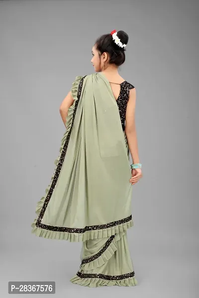 Stylish Olive Poly Silk Solid Sarees With Blouse Piece For Girls-thumb2