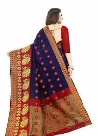 Beautiful Blue Jacquard Self Design Saree With Blouse Piece For Women-thumb1