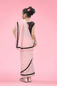 Stylish Pink Poly Silk Solid Sarees With Blouse Piece For Girls-thumb1