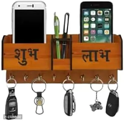 Stylish Brown Wooden Key Holder For Home Decor Items Stylish Key Hanger Wall Mounted-thumb0