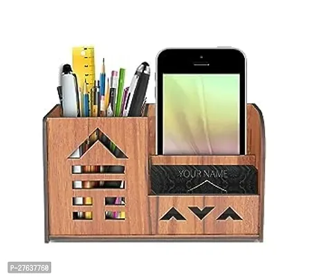 BIG BOSS ENTERPRISES 3 in 1 Pen Stand with Visiting Card  Mobile Holder Multipurpose Wooden Desk Organizer Pen and Pencil Stand for Office Table with Business Card Holder Modern