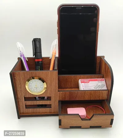 Wooden Pen STAND With Watch