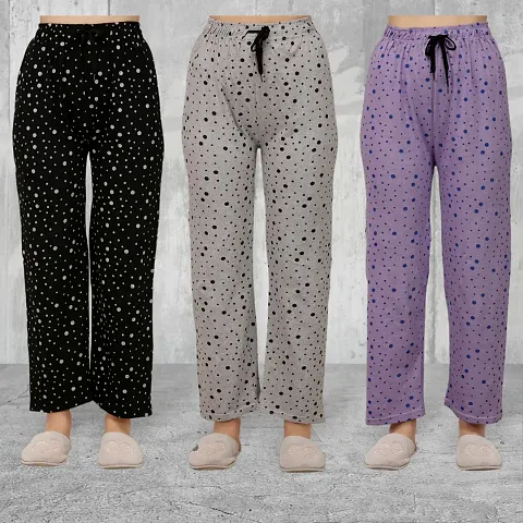 Stylish Cotton Printed Lounge Pants For Women Pack Of 3