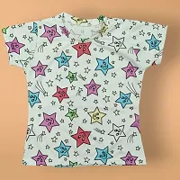 Stylish Polycotton Multicoloured Printed Round Neck Tshirt For Girl Pack of 2-thumb1