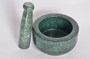 Rajasthan famus makrana marble Green Marble Imam Dasta/Mortar and Pestle Set/Ohkli Musal/Kharal/Idi Kallu/Khal Musal/Khalbatta/Spice Grinder- 4/3-thumb2