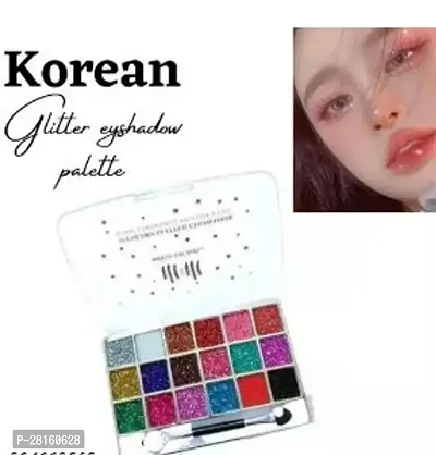 Korean makeup Palette Korean 18Colors Glitter Eyeshadow Palette Sparkle Glitter Shimmer Eye Shadow Highly Pigmented Long Lasting Makeup Palette pack of 1