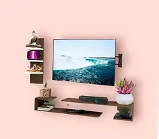 ZOZOCRAFTS  Wall Mount TV Entertainment Unit/with Set Top Box Stand with Wall Shelf Display Rack for Living Room Classic Walnut  WHITE (Ideal for up to 42) Screen-thumb1