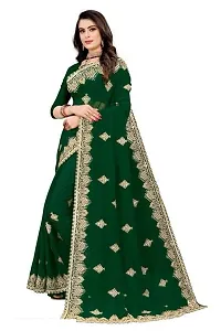 Beautiful Georgette Embroidered Saree With Blouse Piece-thumb1