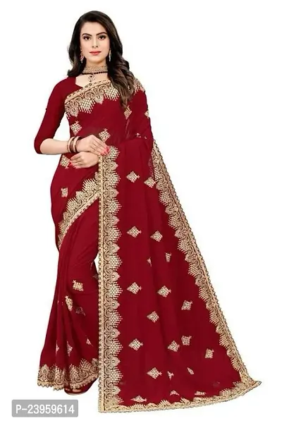 Beautiful Georgette Embroidered Saree With Blouse Piece