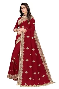 Beautiful Georgette Embroidered Saree With Blouse Piece-thumb3