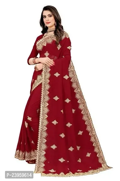 Beautiful Georgette Embroidered Saree With Blouse Piece-thumb4