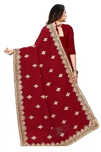 Beautiful Georgette Embroidered Saree With Blouse Piece-thumb1