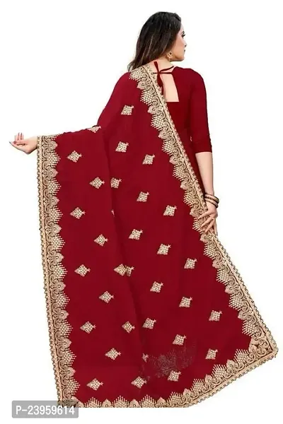 Beautiful Georgette Embroidered Saree With Blouse Piece-thumb2