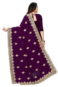 Beautiful Georgette Embroidered Saree With Blouse Piece-thumb3